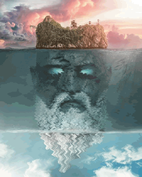 île mystérieuse en mer